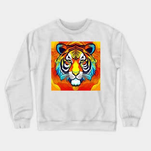 Psychedelic Art Tiger Head Crewneck Sweatshirt